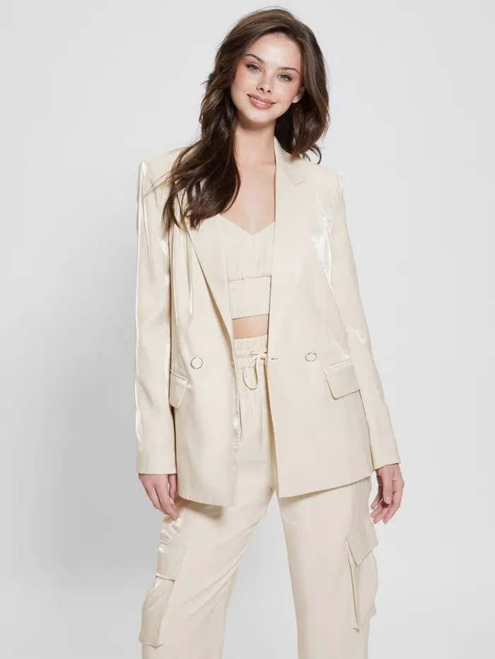 Eco Adriana Satin Blazer Cemento Multi Jackets and Coats GUESS Women