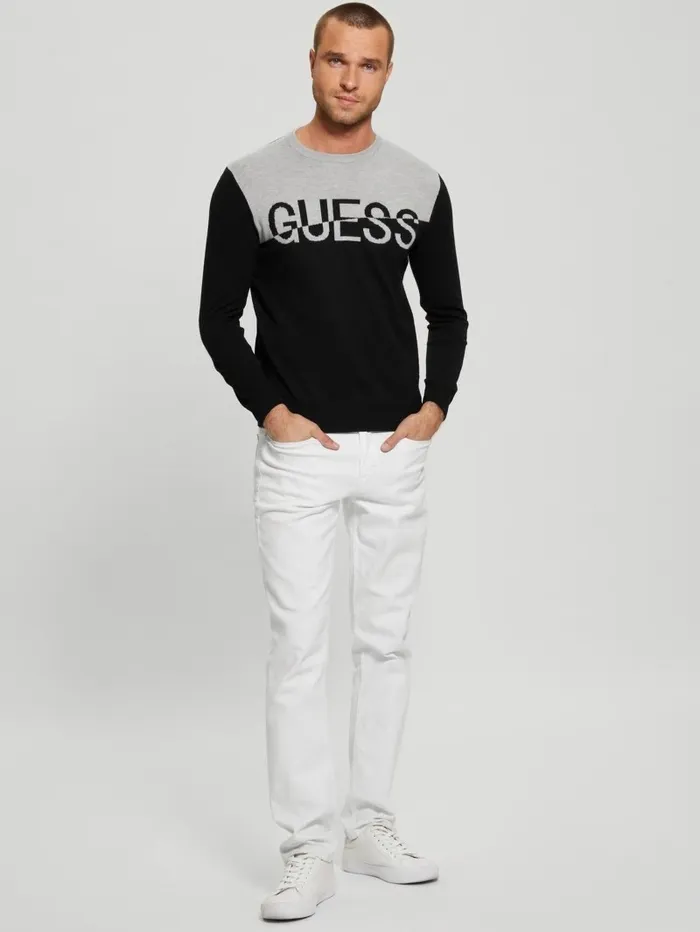 Eco Alex SilkBlend ColorBlock Sweater Black Men Hoodies and Sweaters GUESS Eco Alex SilkBlend ColorBlock Sweater Black Men Hoodies and Sweaters GUESS