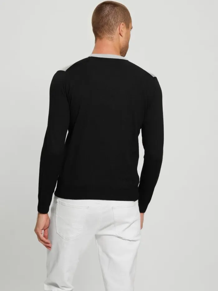 Eco Alex SilkBlend ColorBlock Sweater Black Men Hoodies and Sweaters GUESS Eco Alex SilkBlend ColorBlock Sweater Black Men Hoodies and Sweaters GUESS