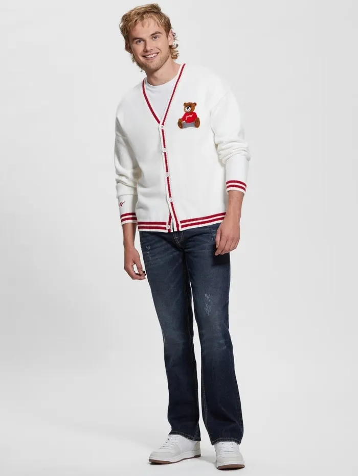 Eco Liam Patch Cardigan Salt White Men Jackets and Coats GUESS Eco Liam Patch Cardigan Salt White Men Jackets and Coats GUESS