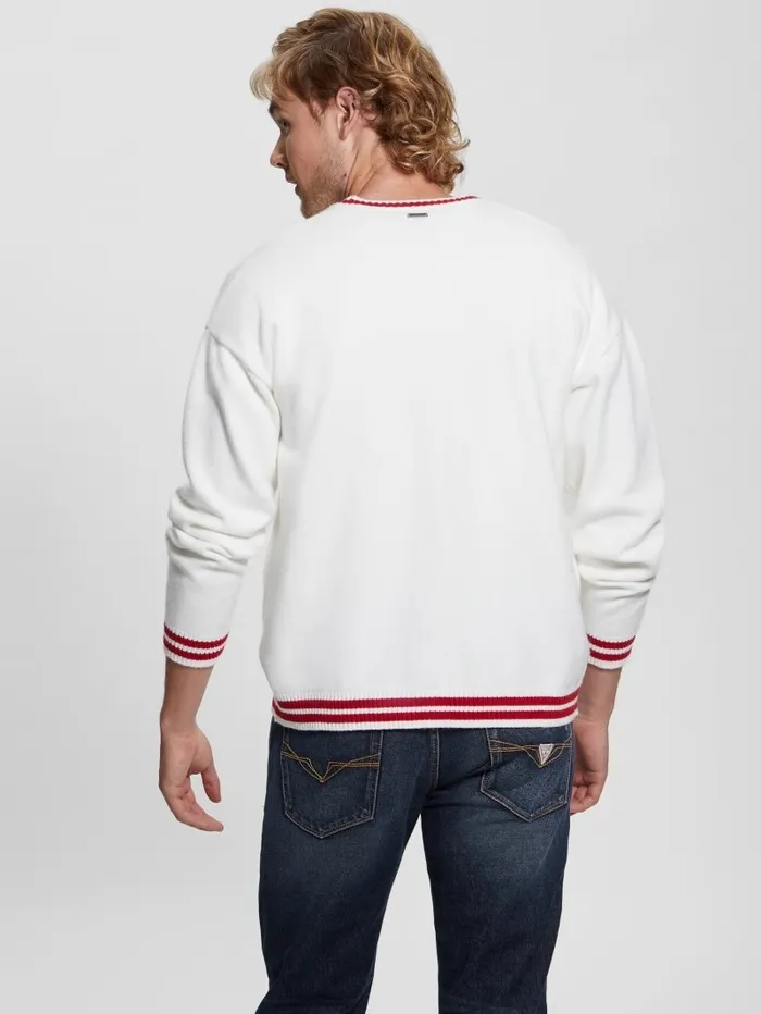 Eco Liam Patch Cardigan Salt White Men Jackets and Coats GUESS Eco Liam Patch Cardigan Salt White Men Jackets and Coats GUESS