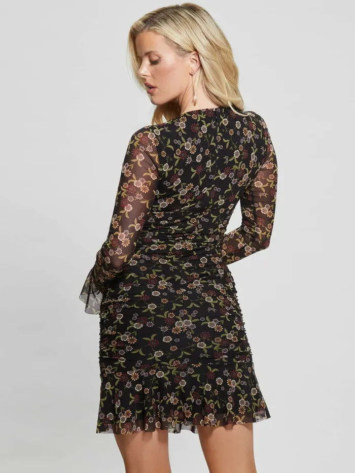 Eco Rosalee Ruffle Dress Night Blooms Print Women Dresses and Jumpsuits GUESS Eco Rosalee Ruffle Dress Night Blooms Print Women Dresses and Jumpsuits GUESS