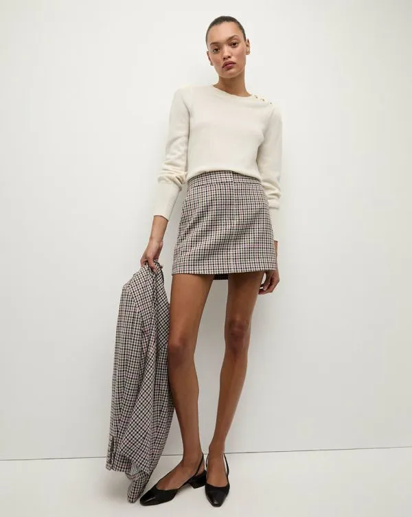 Elara Plaid Skirt Oat Multi Women Veronica Beard Skirts and Shorts