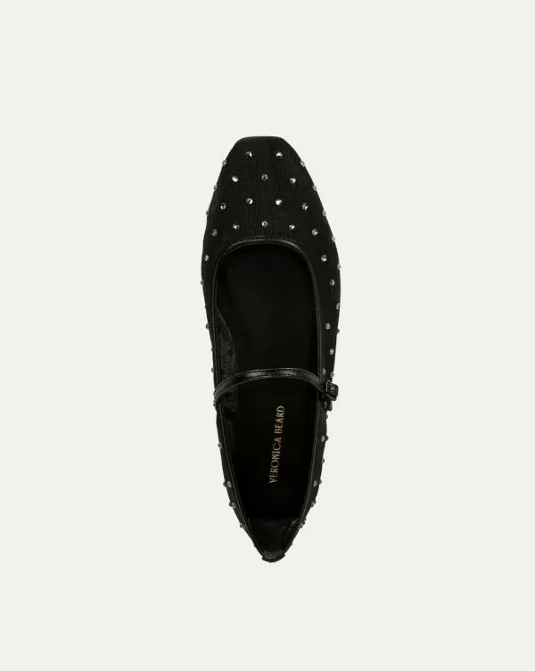 Ellie Crystal Mesh Flat Black Mesh Women Veronica Beard Shoes