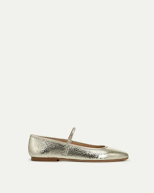 Ellie Metallic Flat Platinum Women Veronica Beard Shoes