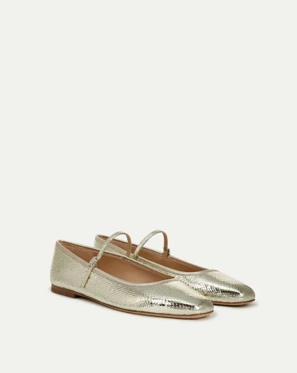 Ellie Metallic Flat Platinum Women Veronica Beard Shoes Ellie Metallic Flat Platinum Women Veronica Beard Shoes