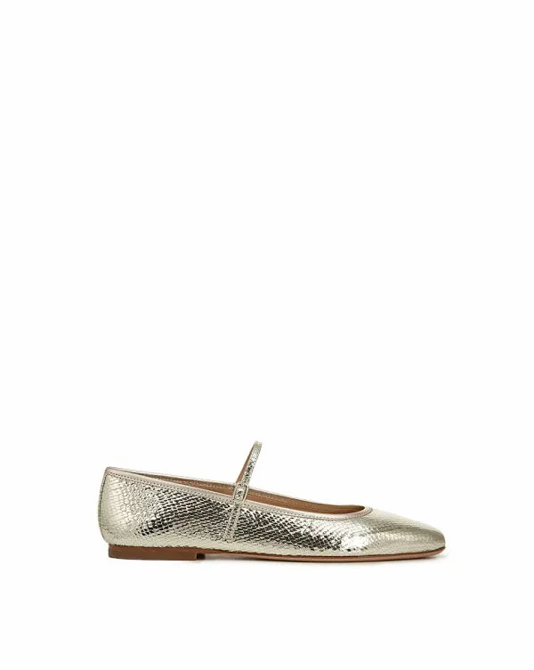 Ellie Metallic Flat Platinum Women Veronica Beard Shoes Ellie Metallic Flat Platinum Women Veronica Beard Shoes