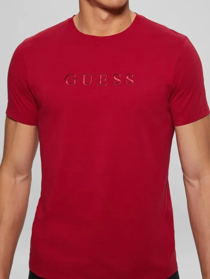 Embroidered Logo Tee Chili Red TShirts and Tanks GUESS Men