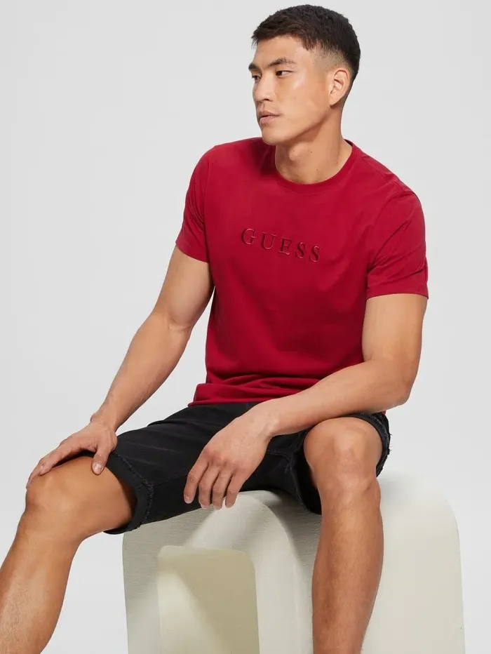 Embroidered Logo Tee Chili Red TShirts and Tanks GUESS Men