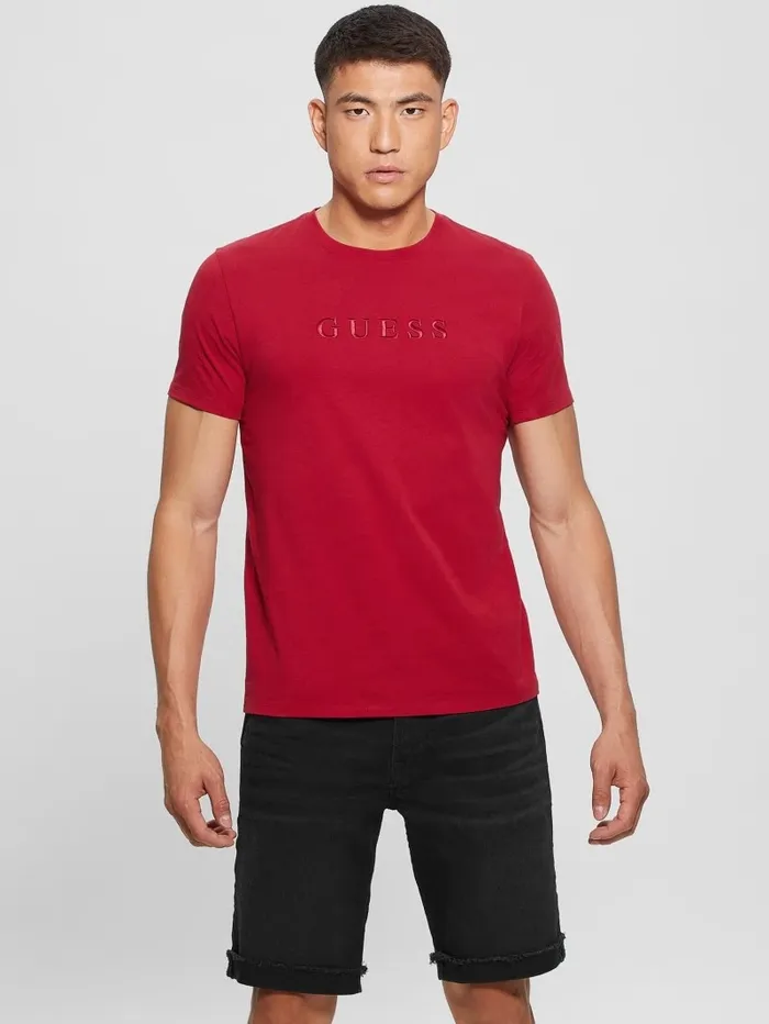 Embroidered Logo Tee Chili Red TShirts and Tanks GUESS Men