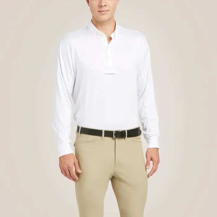 English Riding Men Ariat TEK Long Sleeve Show Shirt White