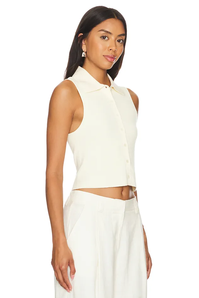 Esti Sleeveless Polo Vest Top Cream Women Lovers and Friends Tops Esti Sleeveless Polo Vest Top Cream Women Lovers and Friends Tops