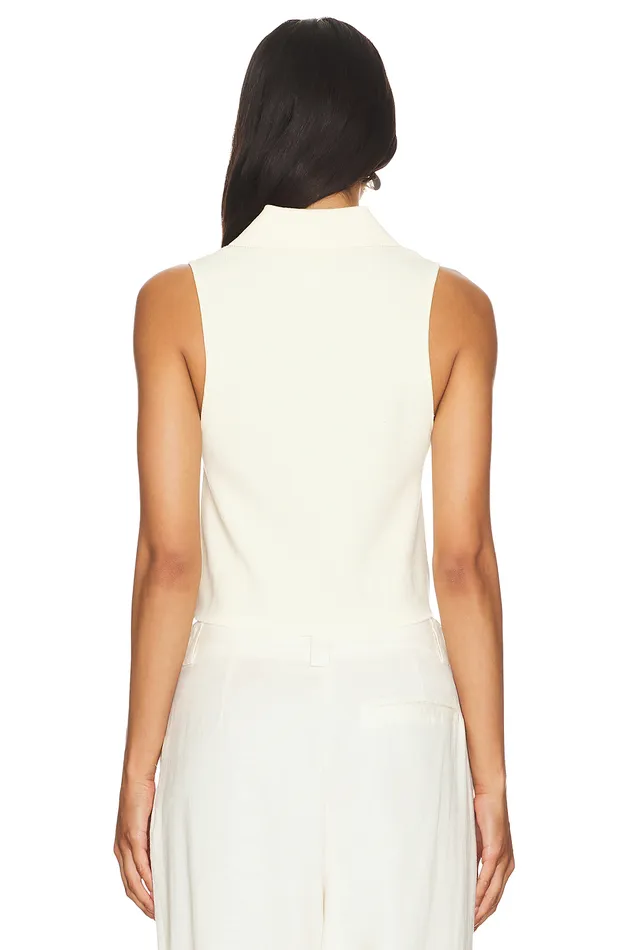 Esti Sleeveless Polo Vest Top Cream Women Lovers and Friends Tops Esti Sleeveless Polo Vest Top Cream Women Lovers and Friends Tops