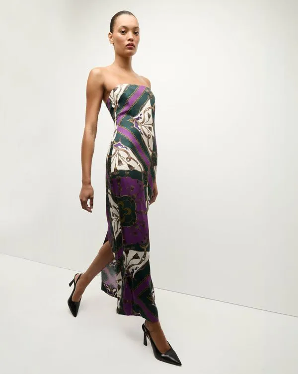 Flora Silk Dress Pine Multi Women Veronica Beard Dresses