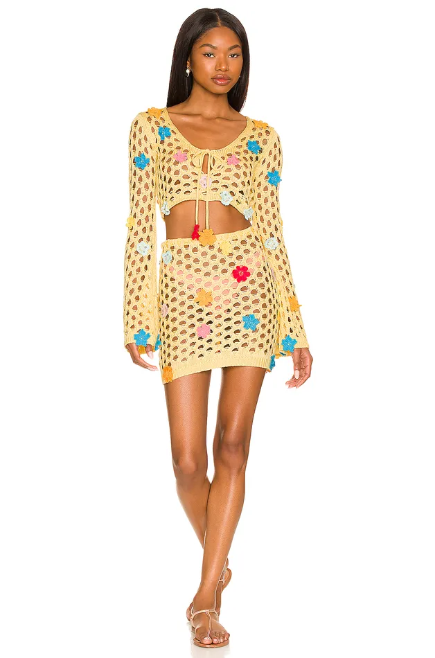 Flower Power Skirt Pastel Yellow Women Lovers and Friends Skirts Flower Power Skirt Pastel Yellow Women Lovers and Friends Skirts