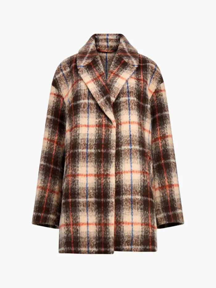 French Connection Coats and Jackets Blake Check Coat Black Multi 8211 Woman