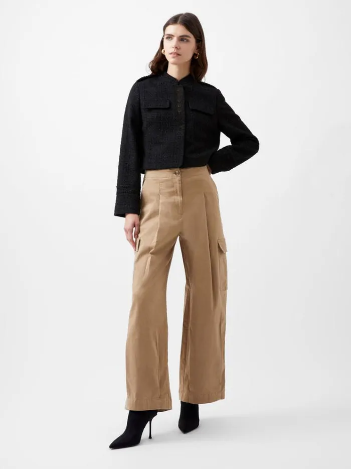 French Connection Coats and Jackets Felice Tweed Military Jacket Blackout 8211 Woman