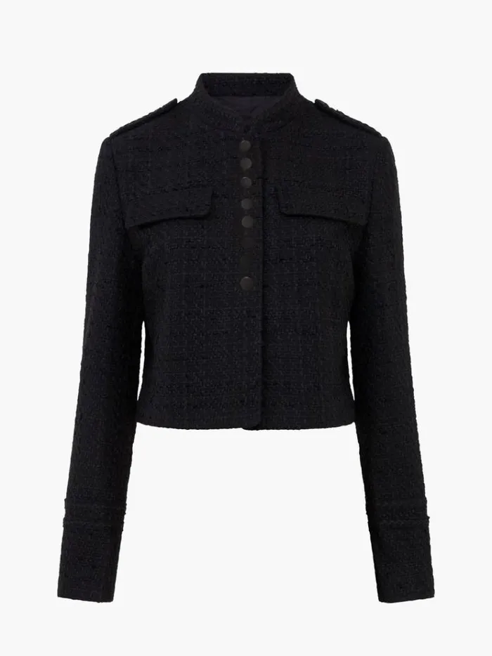 French Connection Coats and Jackets Felice Tweed Military Jacket Blackout 8211 Woman