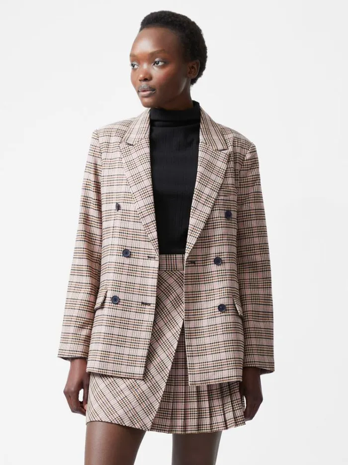 French Connection Coats and Jackets Gina Check Blazer Pink Check 8211 Woman