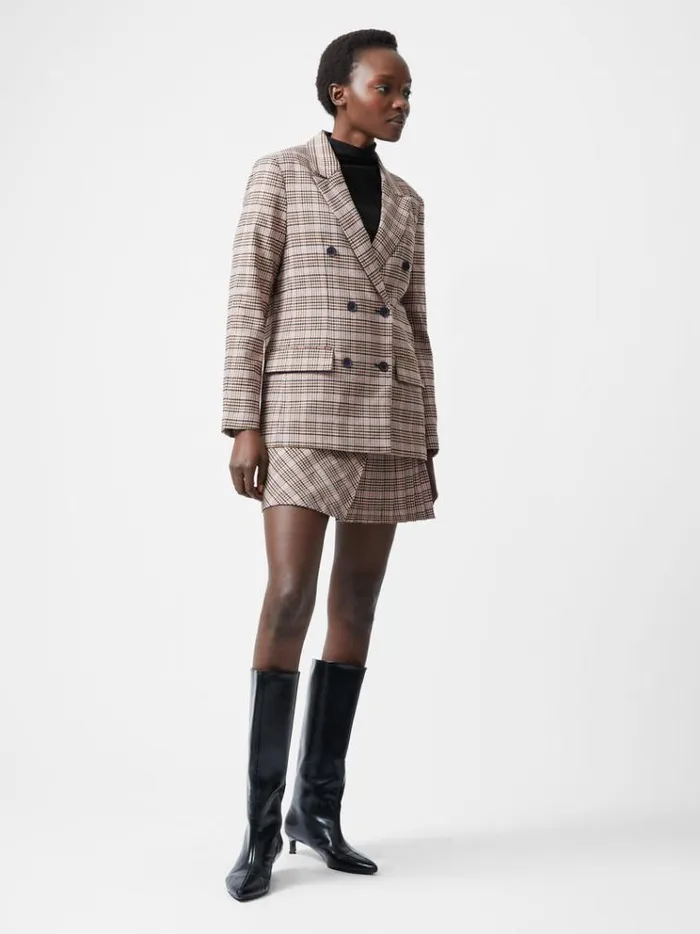French Connection Coats and Jackets Gina Check Blazer Pink Check 8211 Woman