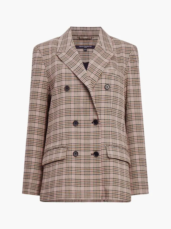 French Connection Coats and Jackets Gina Check Blazer Pink Check 8211 Woman