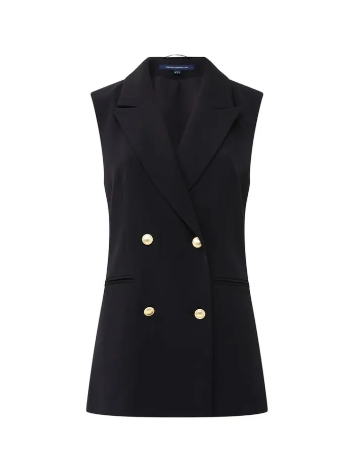French Connection Coats and Jackets Harrie Tailored Double Breasted Waistcoat Blackout 8211 Woman