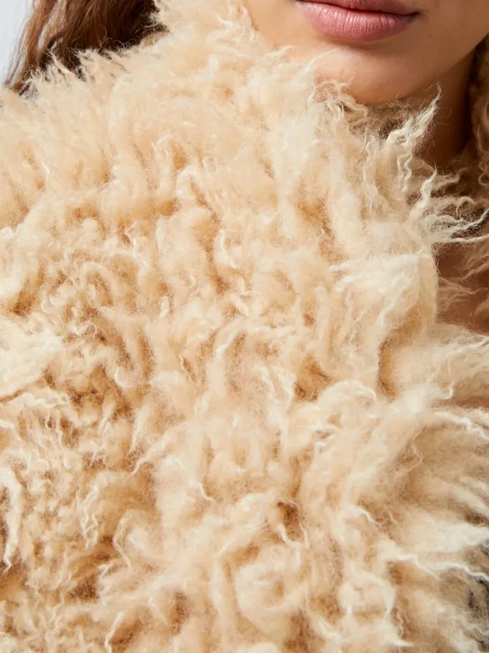 French Connection Coats and Jackets Harvey Faux Fur Jacket Light Beige 8211 Woman
