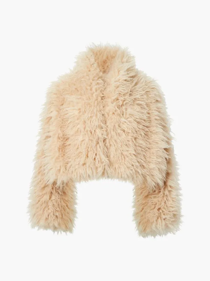 French Connection Coats and Jackets Harvey Faux Fur Jacket Light Beige 8211 Woman
