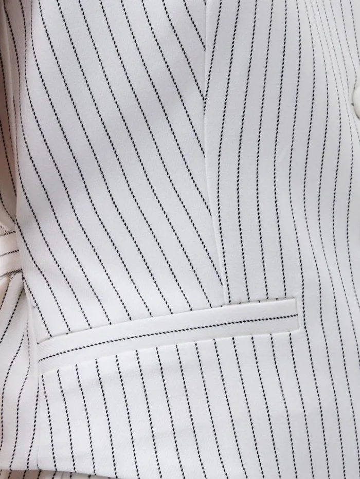 French Connection Coats and Jackets Pinstripe Cropped Waistcoat Whiteblack 8211 Woman