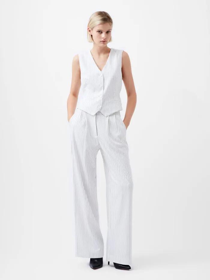 French Connection Coats and Jackets Pinstripe Cropped Waistcoat Whiteblack 8211 Woman