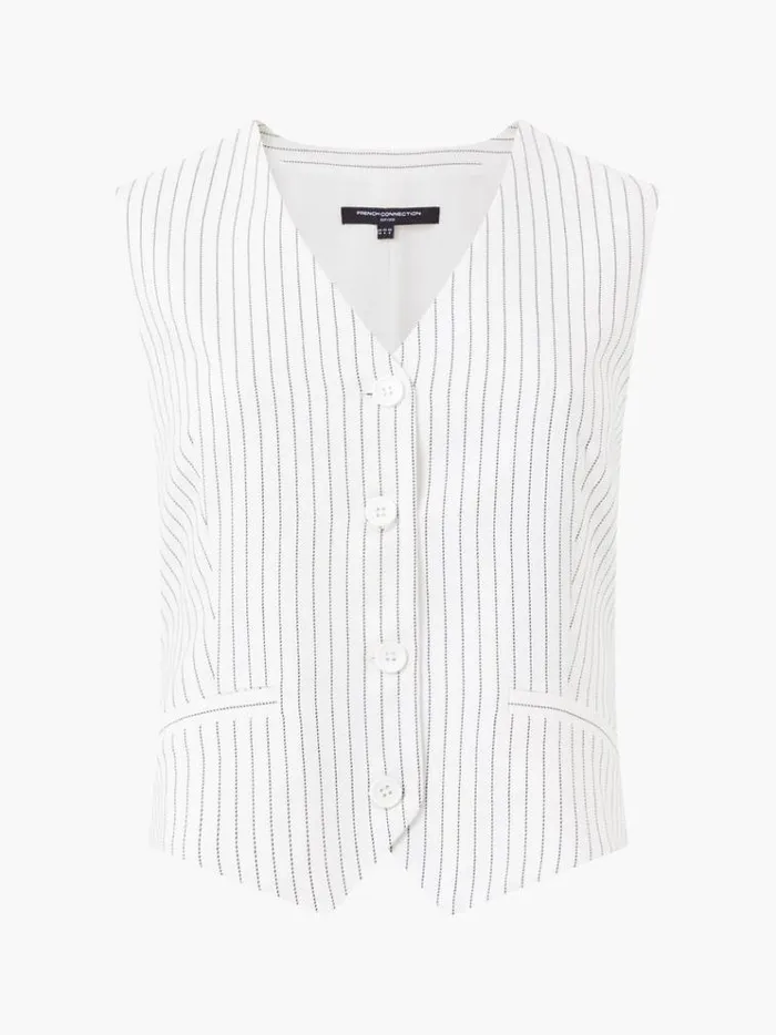 French Connection Coats and Jackets Pinstripe Cropped Waistcoat Whiteblack 8211 Woman