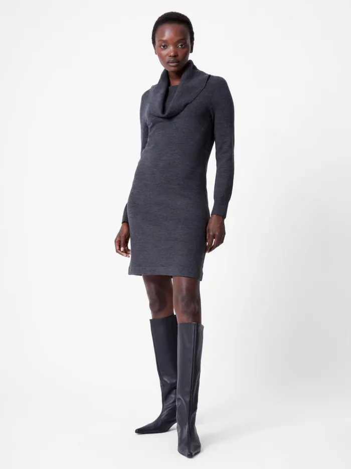 French Connection Dresses Babysoft Cowl Neck Knit Dress Charcoal 8211 Woman