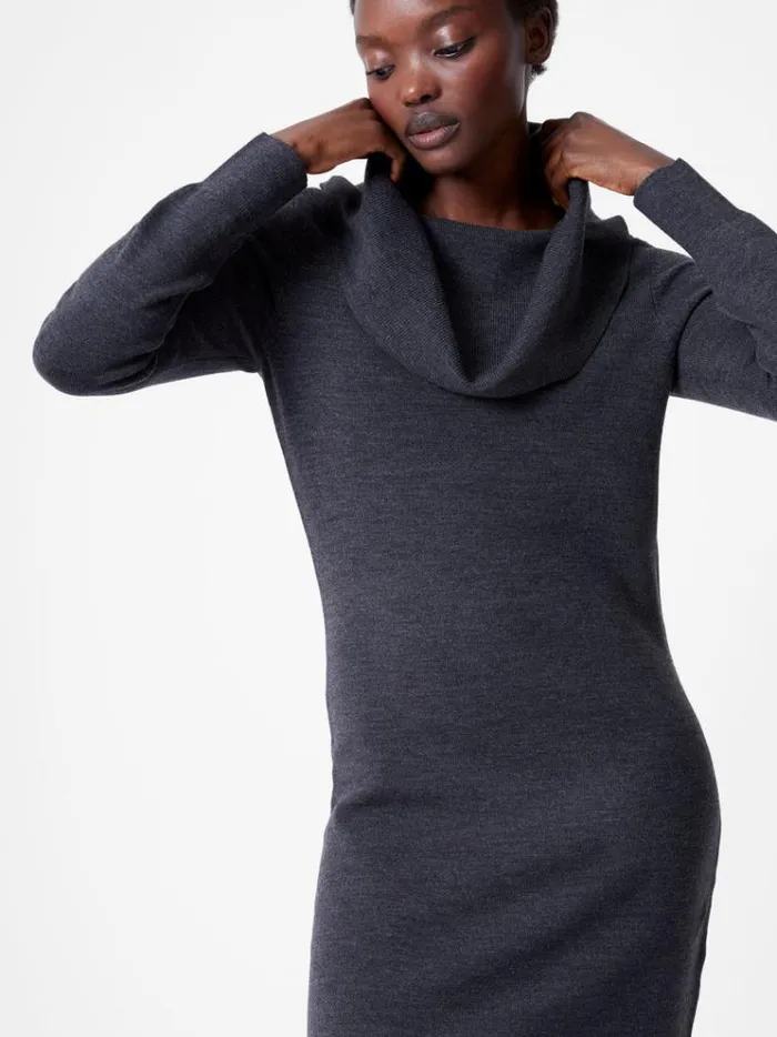 French Connection Dresses Babysoft Cowl Neck Knit Dress Charcoal 8211 Woman