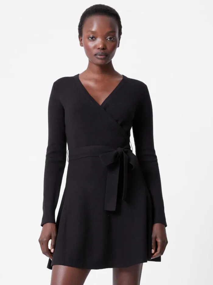 French Connection Dresses Babysoft Wrap Mini Dress Black 8211 Woman