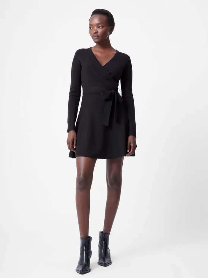 French Connection Dresses Babysoft Wrap Mini Dress Black 8211 Woman