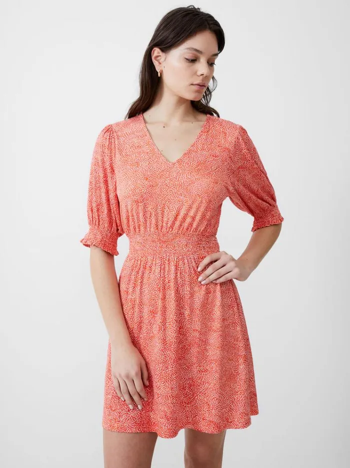 French Connection Dresses Bernice Shirred Mini Dress Mandarinseapinkivr 8211 Woman