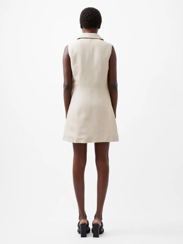 French Connection Dresses Birdie Linen Sleeveless Blazer Dress Wild Wheat 8211 Woman