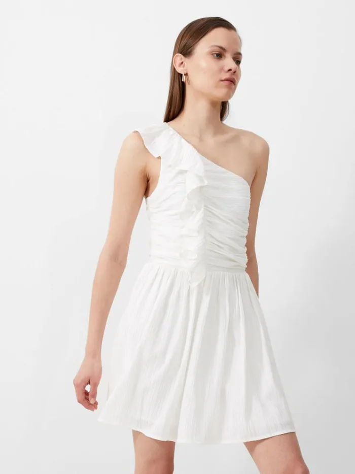 French Connection Dresses Bonny Pleated Ruffle Mini Dress Summer White 8211 Woman French Connection Dresses Bonny Pleated Ruffle Mini Dress Summer White 8211 Woman