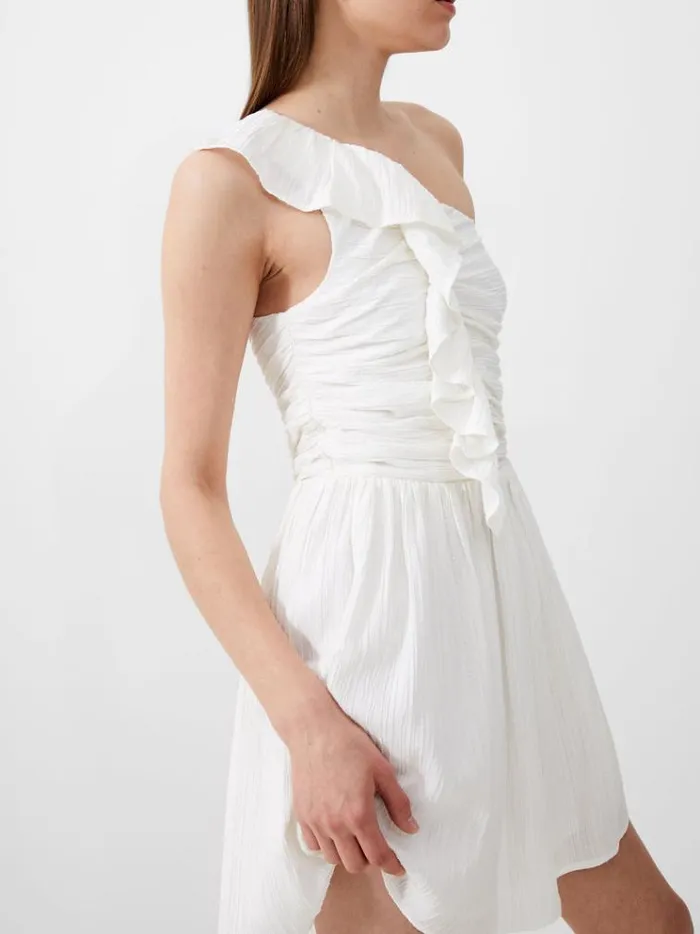 French Connection Dresses Bonny Pleated Ruffle Mini Dress Summer White 8211 Woman