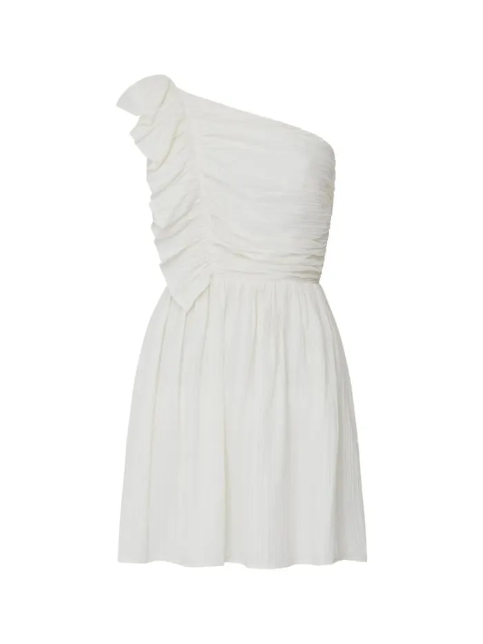 French Connection Dresses Bonny Pleated Ruffle Mini Dress Summer White 8211 Woman