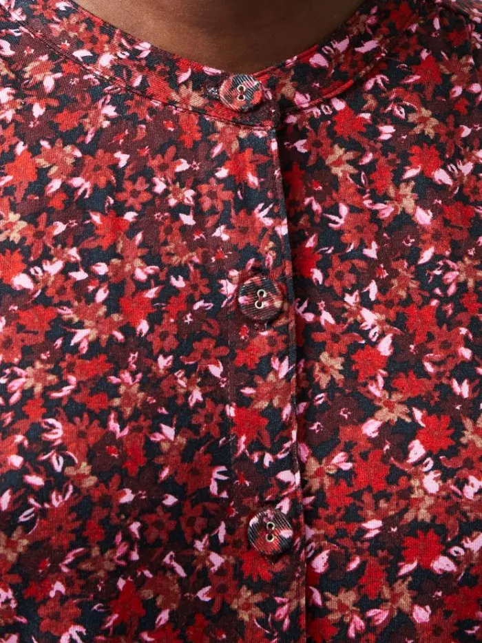 French Connection Dresses Clara Henley Jersey Floral Shirt Dress Blackout Multi 8211 Woman