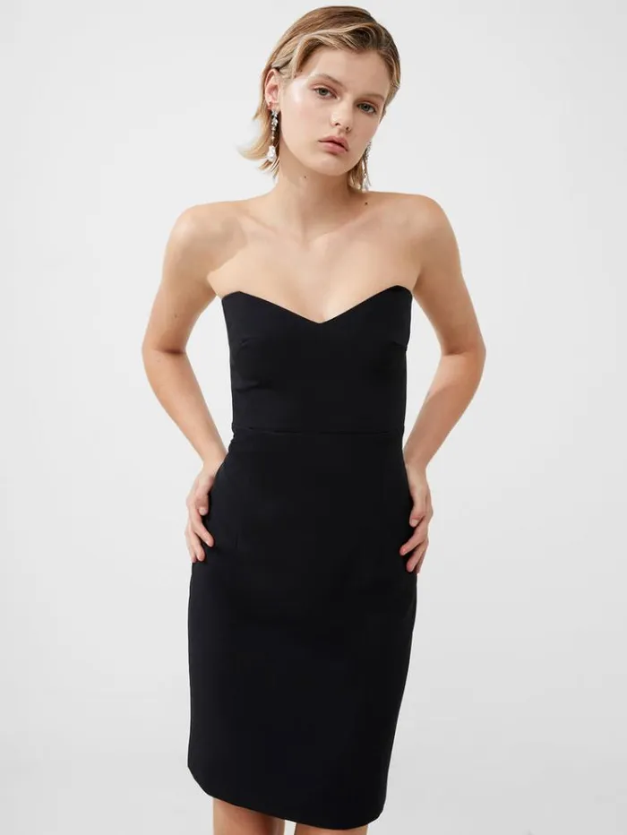 French Connection Dresses Echo Crepe Mini Dress Blackout 8211 Woman
