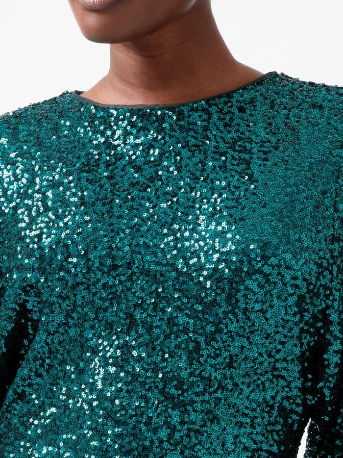 French Connection Dresses Elena Sequin Bow Back Mini Dress Forest 8211 Woman