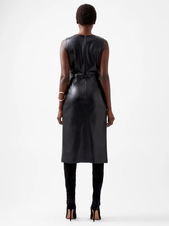 French Connection Dresses Elettra Recycled Pu Cowl Neck Sleeveless Midi Dress Blackout 8211 Woman