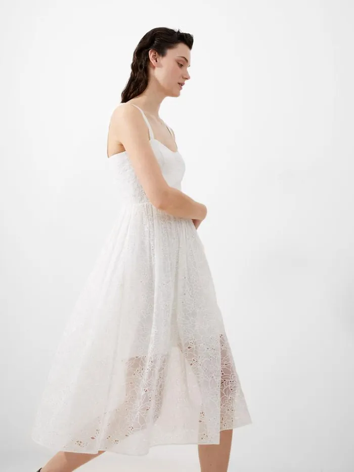 French Connection Dresses Embroidered Lace Strappy Dress Summer White 8211 Woman French Connection Dresses Embroidered Lace Strappy Dress Summer White 8211 Woman