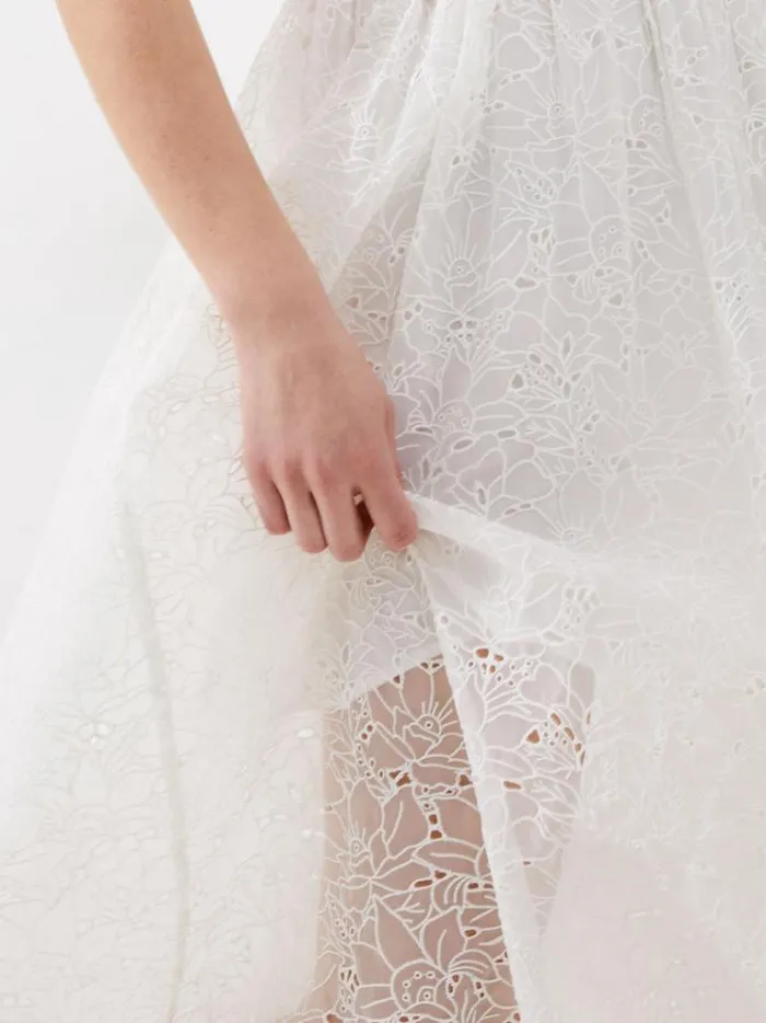 French Connection Dresses Embroidered Lace Strappy Dress Summer White 8211 Woman