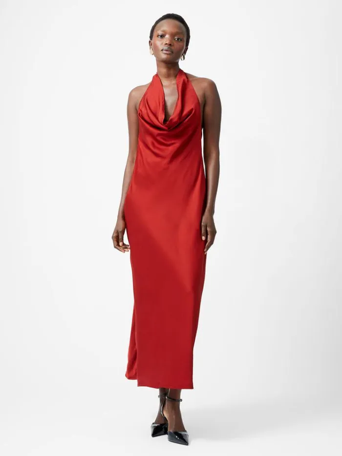 French Connection Dresses Ennis Eco Satin Halterneck Midi Dress Wine 8211 Woman French Connection Dresses Ennis Eco Satin Halterneck Midi Dress Wine 8211 Woman