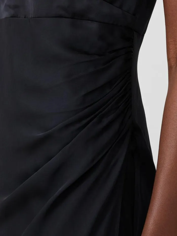 French Connection Dresses Ennis Eco Satin Slip Midi Dress Blackout 8211 Woman