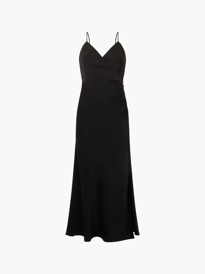 French Connection Dresses Ennis Eco Satin Slip Midi Dress Blackout 8211 Woman