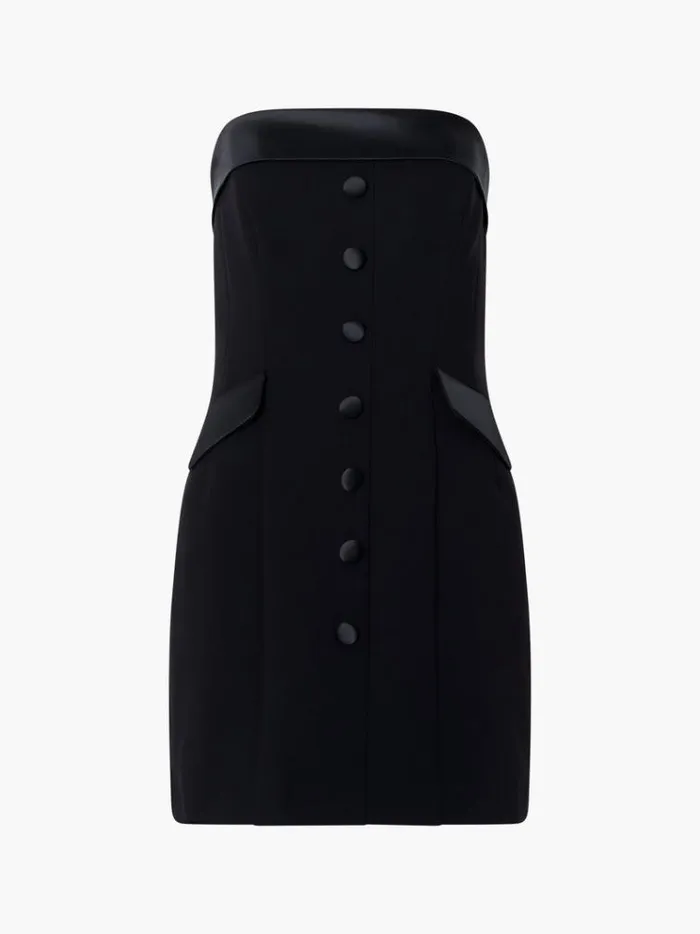 French Connection Dresses Gemma Carey Satin Bandeau Mini Dress Blackout 8211 Woman